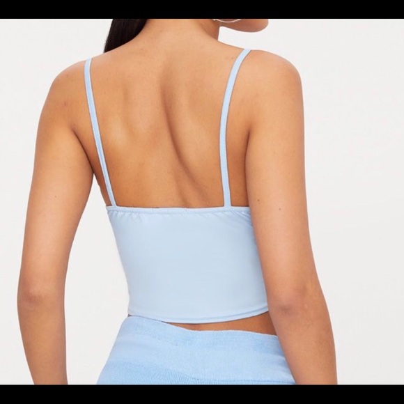 🦋SOLD‼️ Basic Pastel Blue Jersey Bralet Top - Picture 4 of 4